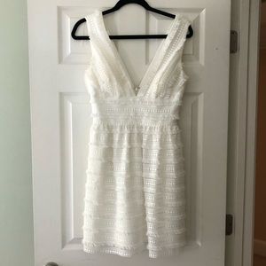 Aidan Mattox White Fringe Mini Dress
